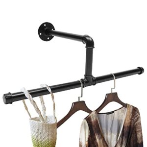 wuxiuqi Industrial Pipe Floating Clothing Rack Wall Mounted Hanging Rod Clothes Display Stand Rustic Metal Garment Bracket Frame