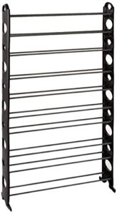 home basics free standing 50 pair shoe organizer rack, ideal for entryway and hallway, black