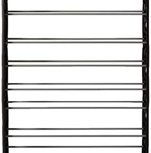 Home Basics Free Standing 50 Pair Shoe Organizer Rack, Ideal for Entryway and Hallway, Black