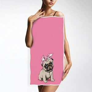 Blueangle Pink Headband Pug Hand Towels for Bathroom Guest Towels Fingertip Towels for Bathroom, Hotel,Gym,Spa 30" x 15"