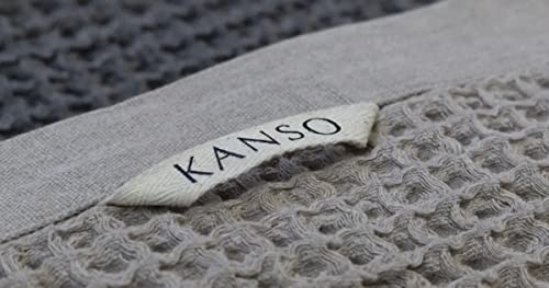 Kanso Face Wash Towel - Highly Absorbent Soft Honeycomb Texture Washcloth - Portable Eco-Friendly Bamboo Fiber Waffle Woven Towels for Face Wash - Tan, 14" x 14"