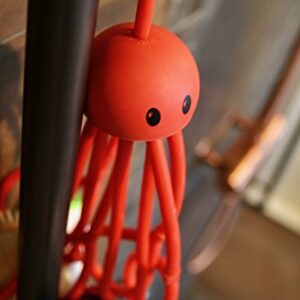Formverkert Octopus Shower Caddy (in Red) - Shower Gel Shampoo Conditioner Brush Razors Toys Accessories Holder, 9 Slots, Fits All Sized Bottles, Stylish Fun Bath Shower Organizer, Designed in Sweden