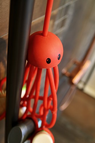 Formverkert Octopus Shower Caddy (in Red) - Shower Gel Shampoo Conditioner Brush Razors Toys Accessories Holder, 9 Slots, Fits All Sized Bottles, Stylish Fun Bath Shower Organizer, Designed in Sweden