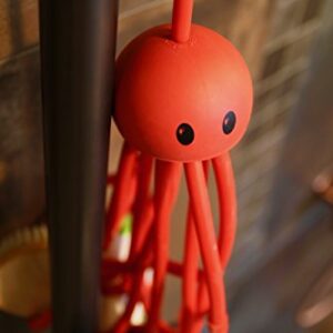 Formverkert Octopus Shower Caddy (in Red) - Shower Gel Shampoo Conditioner Brush Razors Toys Accessories Holder, 9 Slots, Fits All Sized Bottles, Stylish Fun Bath Shower Organizer, Designed in Sweden
