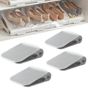 habohuse double enlarged shoe rack, double-layer shoe storage rack shoe slots organizer adjustable shoe stacker storage space saver, double deck shoe rack holder for closet shoe organizer (4pcs-grey)