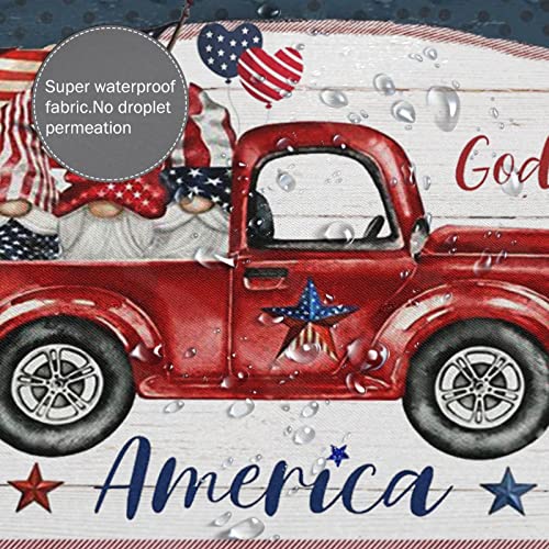 4 Pcs American Flag Shower Curtain Set , with Non-Slip Rugs Toilet Lid Cover Bath Mat ,Independence Day 4 of July Decoration Shower Curtain with 12 Hooks , Waterproof Bathroom Set 65" x 70 "