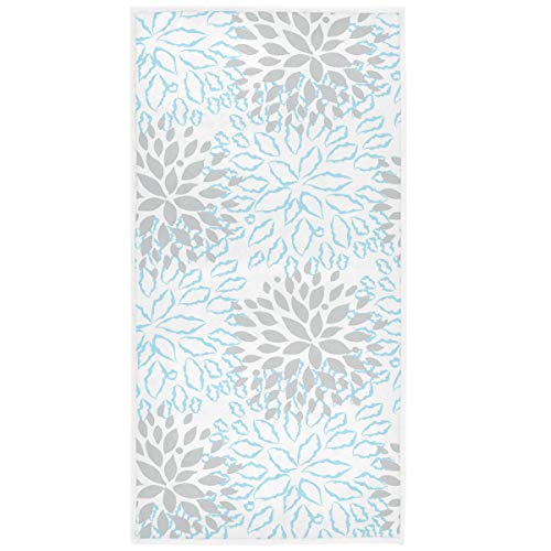 Pfrewn Grey Navy Chrysanthemum Flowers Hand Towels 16x30 in Spring Summer Floral Bathroom Towel Soft Absorbent Small Bath Towel Kitchen Dish Guest Towel Home Bathroom Decorations