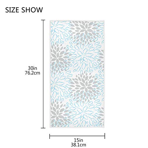 Pfrewn Grey Navy Chrysanthemum Flowers Hand Towels 16x30 in Spring Summer Floral Bathroom Towel Soft Absorbent Small Bath Towel Kitchen Dish Guest Towel Home Bathroom Decorations