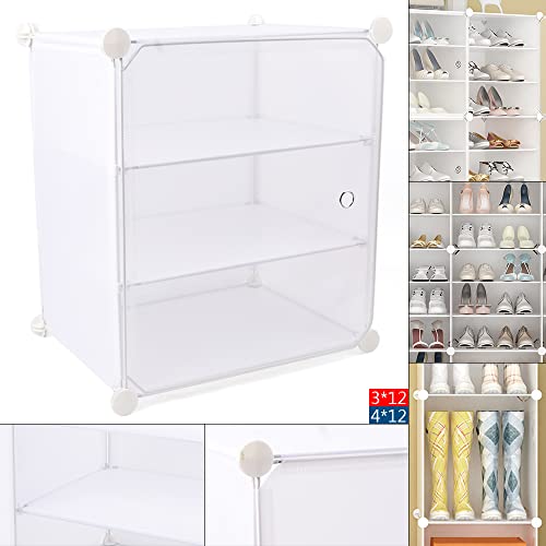 GNJINX 12 Tiers Shoe Rack,Shoe Rack Organizer, Stackable Closet 96 Pairs Shoe Box Storage Cabinet, Durable Modular Shoes Organizer Expandable for Heels, Boots, Slippers