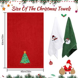 Ansoufien Large Christmas Hand Towels 3 Pieces, 100% Cotton Christmas Kitchen Towels 16" x 25" Christmas Towel for Bathroom Christmas Decoration - Red, White, Green