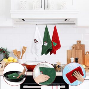 Ansoufien Large Christmas Hand Towels 3 Pieces, 100% Cotton Christmas Kitchen Towels 16" x 25" Christmas Towel for Bathroom Christmas Decoration - Red, White, Green