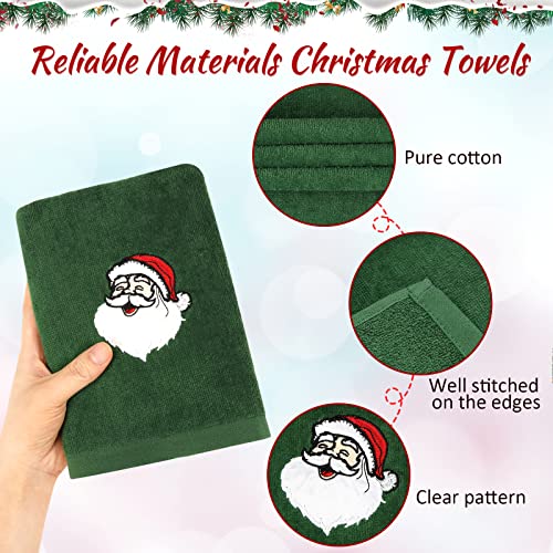 Ansoufien Large Christmas Hand Towels 3 Pieces, 100% Cotton Christmas Kitchen Towels 16" x 25" Christmas Towel for Bathroom Christmas Decoration - Red, White, Green