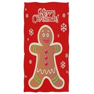christmas hand towels 16x30 in bathroom towel, happy new year snowflakes christmas gingerbread man ultra soft highly absorbent small bath towel winter merry christmas bathroom decor gifts