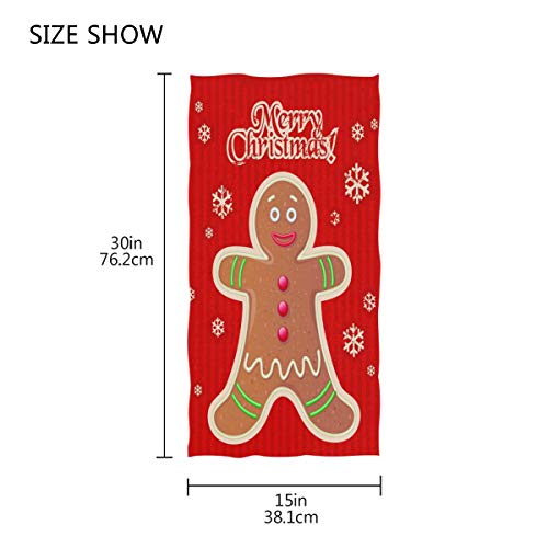 Christmas Hand Towels 16x30 in Bathroom Towel, Happy New Year Snowflakes Christmas Gingerbread Man Ultra Soft Highly Absorbent Small Bath Towel Winter Merry Christmas Bathroom Decor Gifts