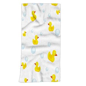 swono rubber duck hand towel cotton washcloths,rubber duck and bubbles bath toy on white comfortable soft towels for bathroom spa gym yoga beach kitchen,hand towel 15x30 inch