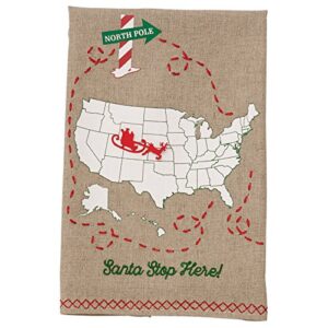 mud pie santa stop here fingertip embroidered christmas accent towel