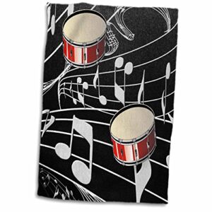 3D Rose Red Drums On Music Notes TWL_38199_1 Towel, 15" x 22"