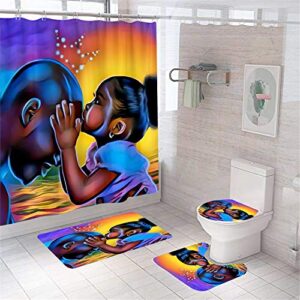 shower curtain set, father and daughter type, bathroom decor bathroom sets with shower curtain and rugs and accessories (complete set)
