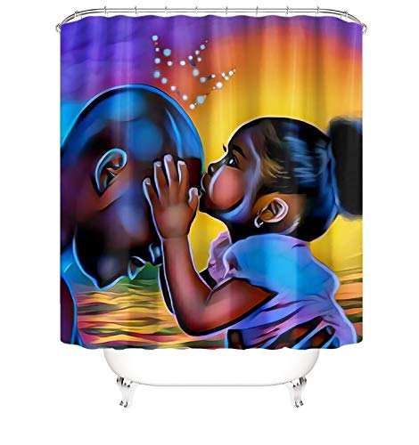 Shower Curtain Set, Father and Daughter Type, Bathroom Decor Bathroom Sets with Shower Curtain and Rugs and Accessories (Complete Set)