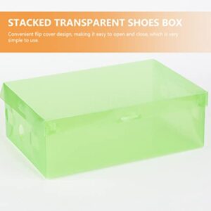 OUNONA 7Pcs Stackable Shoe Storage Box Clear Plastic Shoe Organizer Foldable Sneaker Box Container with Lids Cabinet Organizer for Under bed Closet Garage Entryway 27.5 * 18 * 9.5cm