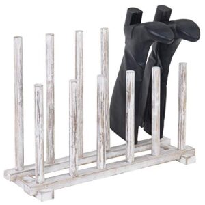 mygift shabby whitewashed wood boot rack organizer tall boots inverter holder - holds up to 6 pairs