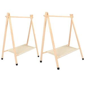 queekay 2 pcs kids clothing rack 2 size 20.5" x 11.8" x 29.5" & 31.5" x 13.8" x 31.5" baby clothes rack dress up storage wooden clothes organizer child garment racks for toddler doll dog
