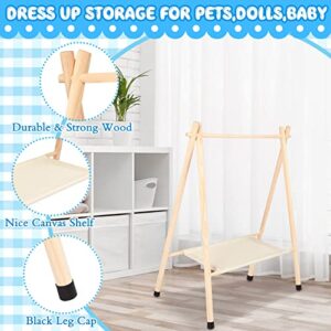 Queekay 2 Pcs Kids Clothing Rack 2 Size 20.5" x 11.8" x 29.5" & 31.5" x 13.8" x 31.5" Baby Clothes Rack Dress up Storage Wooden Clothes Organizer Child Garment Racks for Toddler Doll Dog