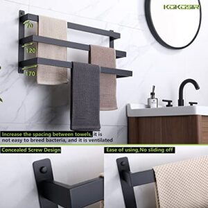 KOKOSIRI Towel Bars Black Bath Towel Holders Bathroom 3-Tiers Ladder Towel Rails Wall Mounted Towels Shelves Rack Stainless Steel, B5006BK-L24