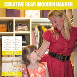 Littryee Toddler Hangers, Wooden Baby Hangers, Baby Clothes Hangers Creative Bear Cardboard Hangers, Ultra Slim Children Wooden Hangers for Baby Clothes