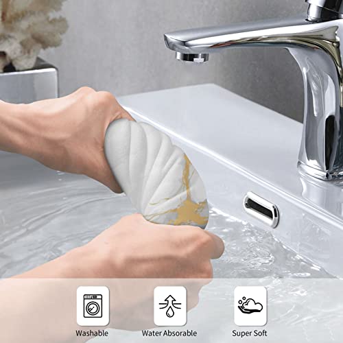 Hand Towel White Marble Gold for Bathroom Kitchen Microfiber Fingertip Bath Towels 12 x 27.5 Inch Soft Decorative Home Hotel Gym Laundry Room