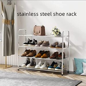 NEFSO 3-Tier Shoe Rack, 100% Stainless Steel Shoe Cabinet, Stackable 9 Pairs of Storage Racks, Suitable for Bedroom, Closet, Entrance, Dorm, L26 w9 h20(Silver)-Three Floors-Silver