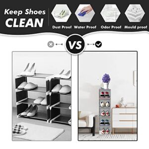 GONAT Large Shoe Organizers, Clear Shoe Boxes Stackable, Good Replacement For Shoe Rack, Under Bed, Grey.