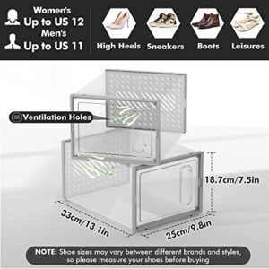 GONAT Large Shoe Organizers, Clear Shoe Boxes Stackable, Good Replacement For Shoe Rack, Under Bed, Grey.