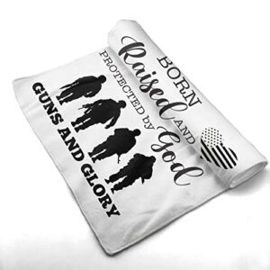 Born Raised and Protected by God Guns and Glory Hand Towel - Memorial Day Print Bath Bathroom Towel Highly Absorbent Soft Guest Fingertip Towels