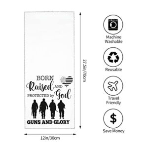 Born Raised and Protected by God Guns and Glory Hand Towel - Memorial Day Print Bath Bathroom Towel Highly Absorbent Soft Guest Fingertip Towels