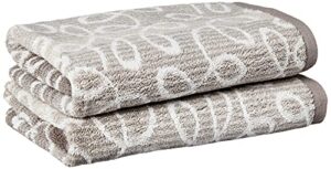 violet linen scroll pattern, 100% terry plush 600 gsm cotton super soft highly absorbent jacquard fashion towel for bathroom, premium hotel & spa quality, gray, 20 inch x 30 inch, hand towels