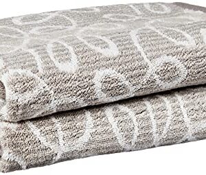 Violet Linen Scroll Pattern, 100% Terry Plush 600 GSM Cotton Super Soft Highly Absorbent Jacquard Fashion Towel for Bathroom, Premium Hotel & Spa Quality, Gray, 20 Inch X 30 Inch, Hand Towels