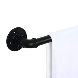 houseaid 24 inch industrial steel pipe towel rack holder, heavy duty rustic hand towel bar, vintage style towel rod for bathroom, matte black