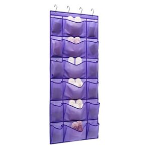 anizer over the door hanging shoe rack organizer with 6 extra large and 12 large fabric pockets shoe holder for home storage (purple)