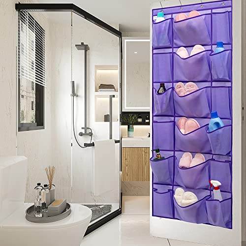 ANIZER Over The Door Hanging Shoe Rack Organizer with 6 Extra Large and 12 Large Fabric Pockets Shoe Holder for Home Storage (PURPLE)