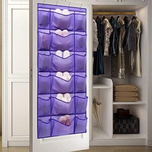 ANIZER Over The Door Hanging Shoe Rack Organizer with 6 Extra Large and 12 Large Fabric Pockets Shoe Holder for Home Storage (PURPLE)