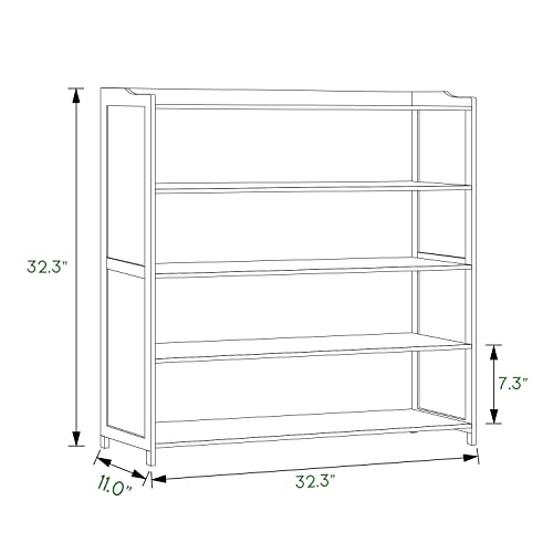 MoNiBloom Bamboo Shoe Storage Cabinet, Freestanding 5 Tier Shoes Organizer for 16-20 Pairs Living Room Entryway Office Mudroon Bedroom Balcony, Brown