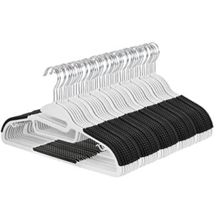 elama home 50 piece non slip hanger with u-slide in white and black