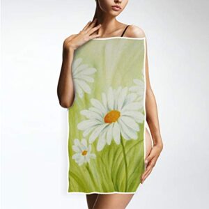 Pfrewn Daisy Flower Hand Towels 16x30 in Spring Summer Gerbera Floral Green Leaves Bathroom Towel Small Bath Towel Kitchen Dish Guest Towel Decorations for Hand Face Gym Spa Bathroom