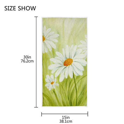 Pfrewn Daisy Flower Hand Towels 16x30 in Spring Summer Gerbera Floral Green Leaves Bathroom Towel Small Bath Towel Kitchen Dish Guest Towel Decorations for Hand Face Gym Spa Bathroom