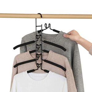 Hangers Space Saving, 5 in 1 Non-Slip Metal Magic Clothes Hanger Wide Shoulder Multifunctional Adult Clothes Rack for Household Space Saver, Coat Suit Jacket Sweater Skirt Shirt Pants (5 in 1)