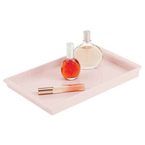 mDesign Plastic Bathroom Counter Tray and Organizer - Perfume, Guest Hand Towel, Makeup, and Accessory Holder Tray for Bathroom Countertop and Vanity - Petal Collection - Light Pink