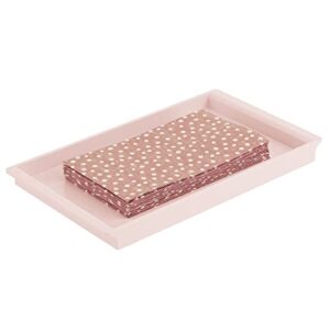 mDesign Plastic Bathroom Counter Tray and Organizer - Perfume, Guest Hand Towel, Makeup, and Accessory Holder Tray for Bathroom Countertop and Vanity - Petal Collection - Light Pink