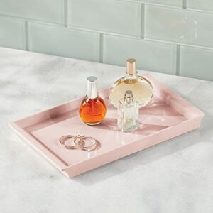 mDesign Plastic Bathroom Counter Tray and Organizer - Perfume, Guest Hand Towel, Makeup, and Accessory Holder Tray for Bathroom Countertop and Vanity - Petal Collection - Light Pink