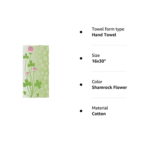 Naanle Stylish St. Patrick's Day Lucky Shamrock Clover Flowers Pattern Towel Soft Guest Hand Towels for Bathroom, Hotel, Gym and Spa (16" x 30")